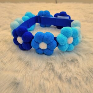 Blue Monochrome Pom Pom Flower Collar