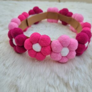 Ruby Pink Pom Pom Flower Collar