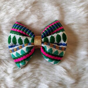 Dark Green-Teal Green-Pink Jacquard Bow