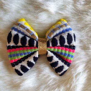 Navy Blue-Yellow Jacquard Bow