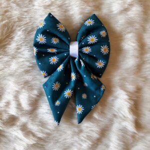 Dark Green with Flower Summer Print Bow Tie