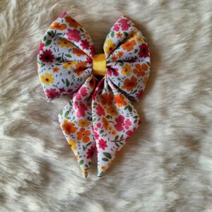 Orange-Pink Flower Summer Print Bow Tie