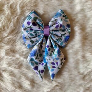 White-Purple and Blue flower Summer Print Bow Tie