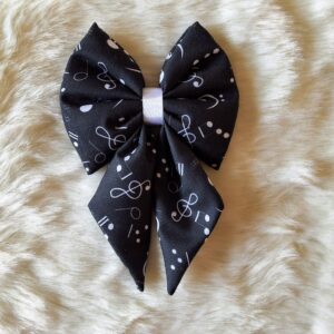 Black with Music Note Summer Print Bow Tie