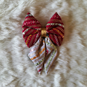 Red-White Brocade Bow Tie